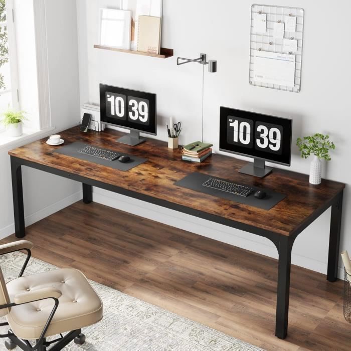 TRIBESIGNS Bureau dordinateur Table de Bureau Informatique Gaming-Travail-dÉtude 200 x 70 x 75 cm Marron Rustique