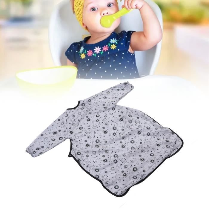 Bavoir à Manches Longues Imperméable Pour Bébé 6 Mois-3 Ans - Lot De 2 (grenouille/chiot), PEVA, Lavable, Velcro