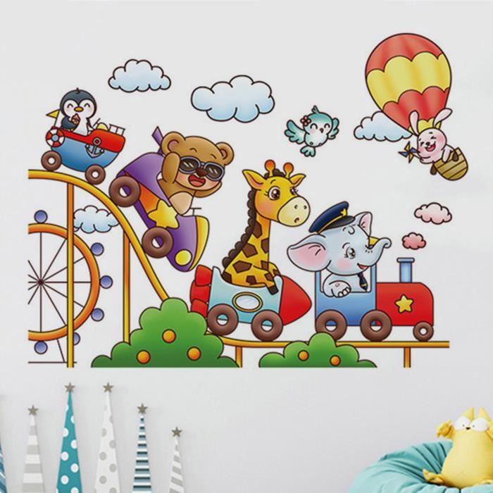 Stickers muraux Autocollants de dessins animés en PVC pour école maternelle  chambre d'enfant- style montagnes russes