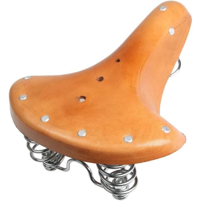 Selle de Velo Vintage en Cuir PU Etanche avec Ressorts Absorption des Chocs Confortable Classique Marron Universel pour Velo Cdiscount Sport