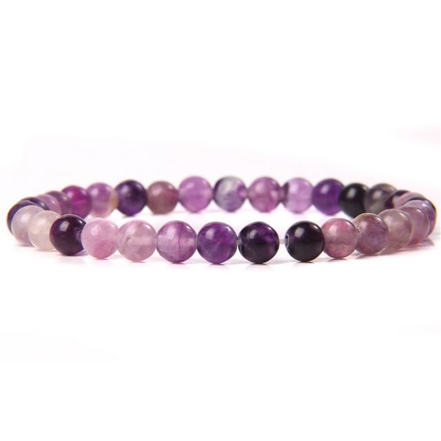 Bracelet Améthyste Pierre Naturelle 8 Mm Fait Main - Homme/Femme - Violet