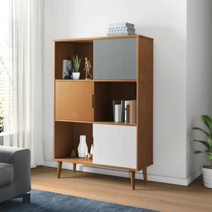 VidaXL Lit En Bois De Pin Marron 90 X 210 Cm, Style Japandi Moderne, Parfait Pour L'intérieur. Profil Bas Avec Lattes, 873103