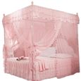 Princesse de luxe 3 ouvertures sur le c?té Rideau de lit à baldaquin Filet Moustiquaire Literie (Rose S)-1