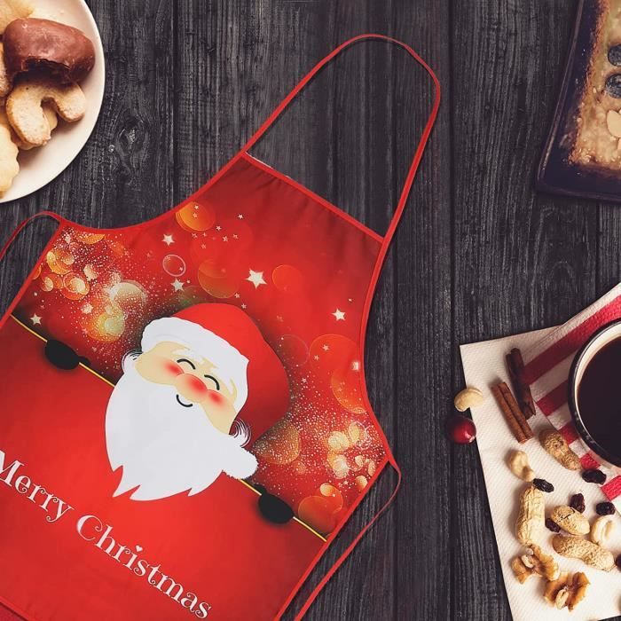 Tablier rouge de Noël(paquet de 2), Santa anime chef Tabliers de cuisine  Humoristique pour Barbecue femme et homme Noël Fête cadeau, - LionKnight