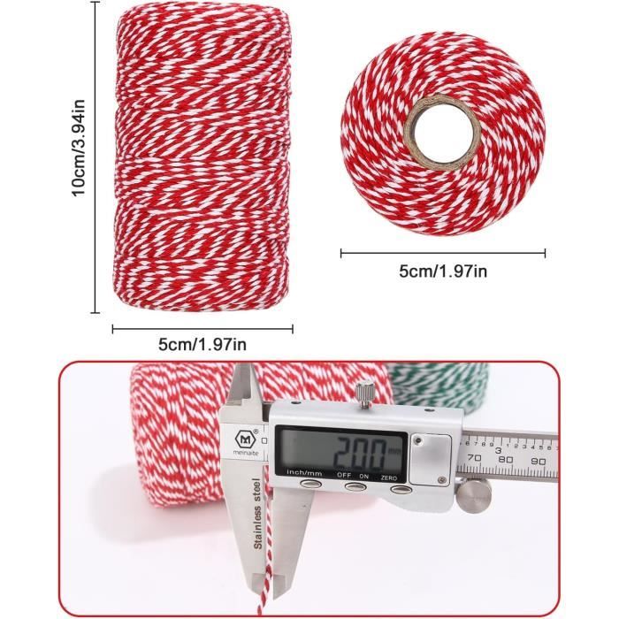 Laine Tricot - Pelote,Ficelle De Noël En Coton,2mm,100M,pour Emballage De Projets Artisanaux