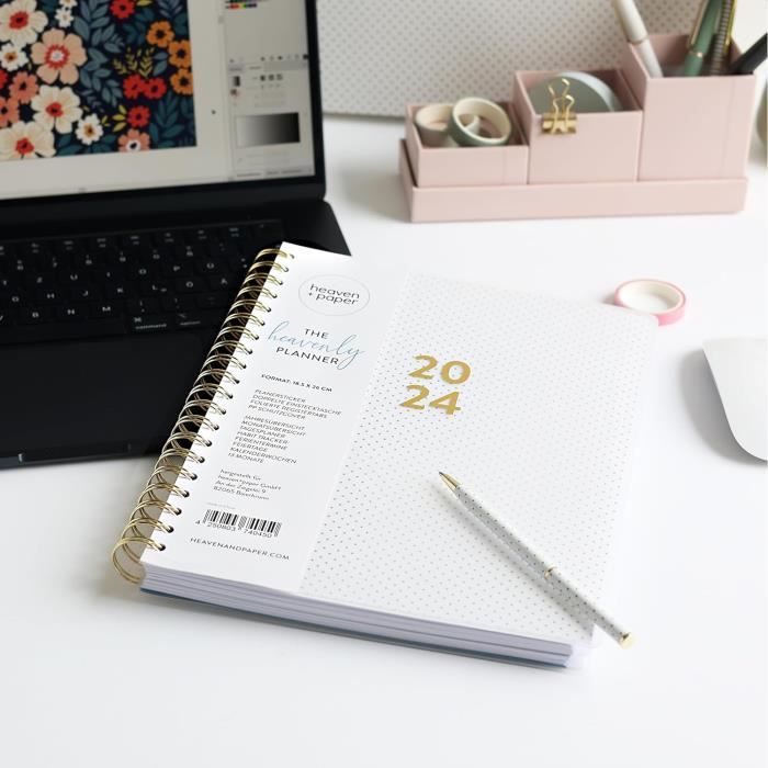 Agenda 2024 A5+ De Calendrier 2024 Élégant Planificateur Hebdomadaire