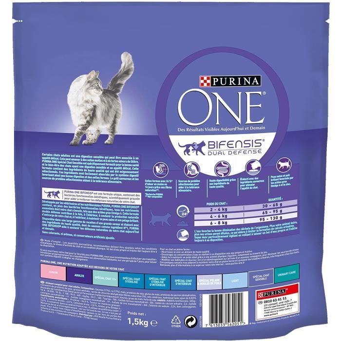 PURINA ONE Croquettes pour chat adulte stérilisé Sensible au Poisson