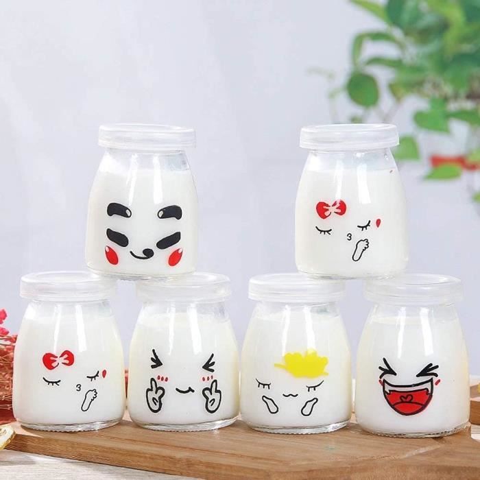 Lot De 6 Pots En Verre 100 Ml Avec Couvercle - Pour Yaourt, Pudding, Confiture - Lavable Lave-Vaisselle - 9