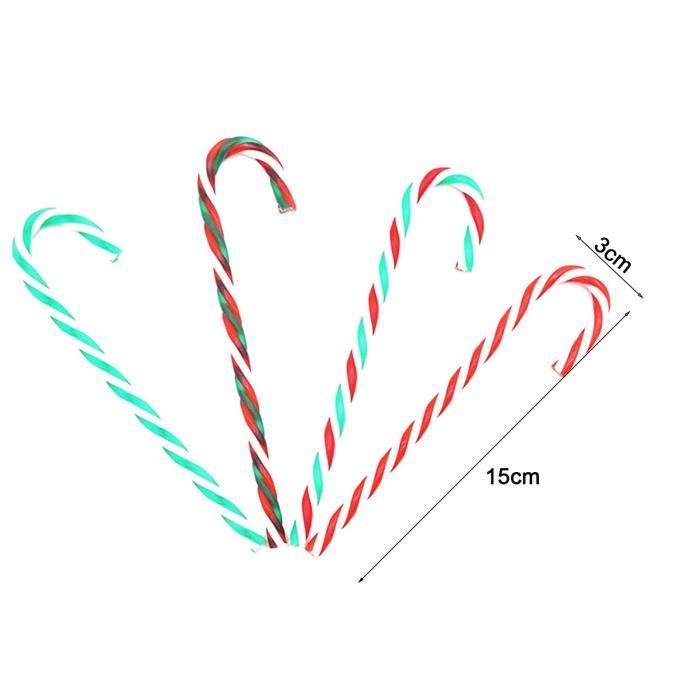 30 Cannes De Noël En Plastique à Suspendre - Rouge Et Blanc, Avec Cordon Doré - Déco Sapin, Non Comestible