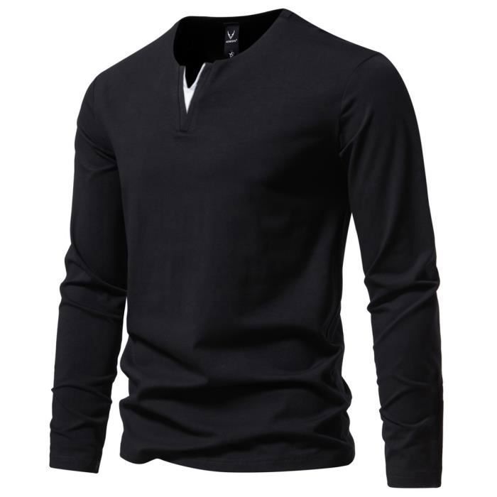T shirt col v manche longue homme sales
