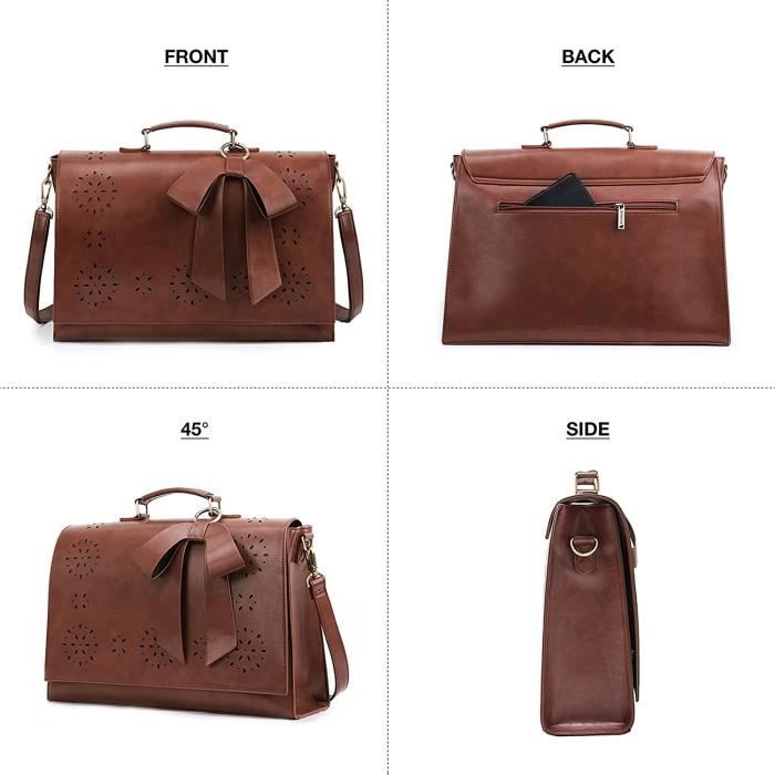 ECOSUSI Sac Cartable Cuir Vintage Femme Sac Femme Bandouliere Sac