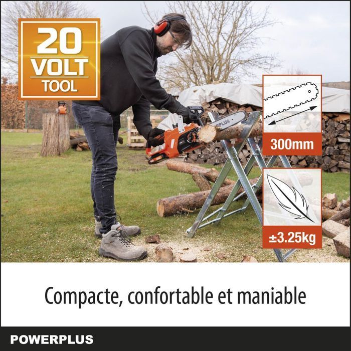 Powerplus Dual Power Tronçonneuse à Batterie POWDPG7570 - 20 V, Guide de  300 mm, sans Batterie ni Chargeur - Cdiscount Jardin