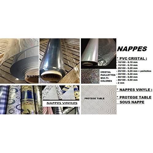 nappe ou film TRANSPARENT pvc cristal 15/100 protection table et nappe
