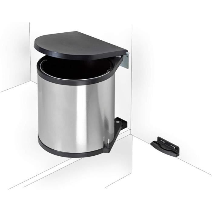 Wesco Poubelle De Cuisine Ronde Orientable à Fixer Sur Porte De Placard Argenté 40 Cm[S516