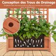 COSTWAY Jardinière avec Treillis - Bois de Sapin - Trou de Drainage - Panneau Inférieur Amovible - Bac à Fleurs 75 x 33 x 182,5 cm-2