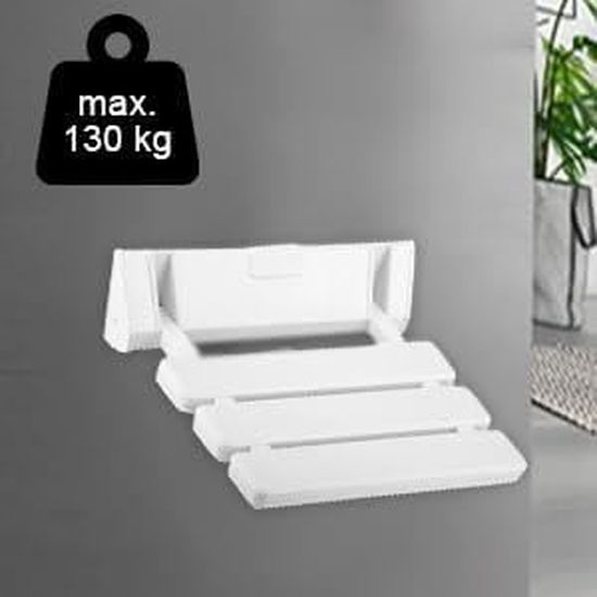 Siège de douche pliant série EASY sans dossier montage mural, acier