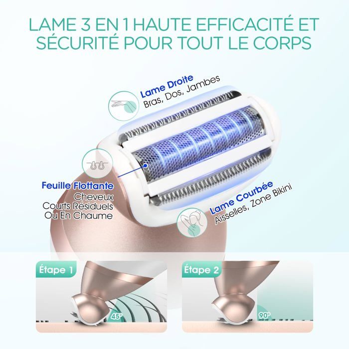 Rasoir Electrique Femme Multifonction 4 En 1 Tondeuse Bikini Rechargeable Smooth Sans Douleur
