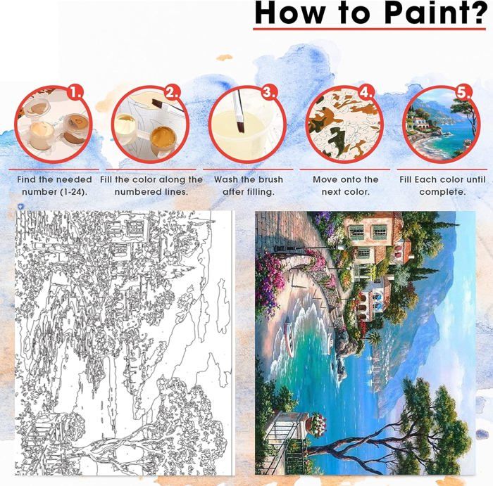 Peinture Par Numéro Kit - Paysage De Pont, Peinture À L'Huile Bricolage