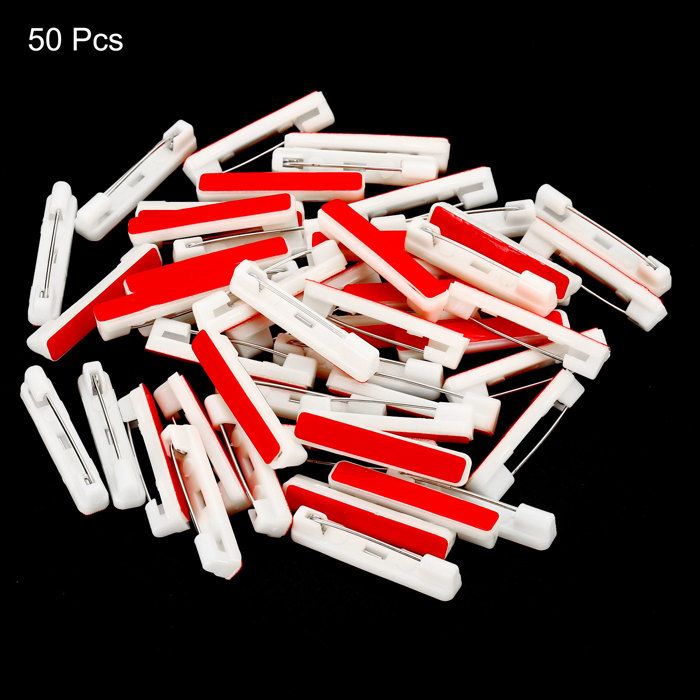 Fermoirs Badges Cartes De Visite Sourcing Map 100pcs Sécurité Bar Broches 22mm Adhésif Broche Fermoir Broche Dos Pour ID Badges Nom Cards Mots Clés DIY Artisanat, Blanc épingles Pour Badges Cartes Nom