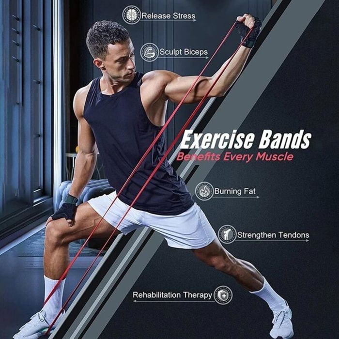 Bande élastique Fitness Rouge – Résistance 15-35 Lbs, En Latex Naturel, Portable Et Durable