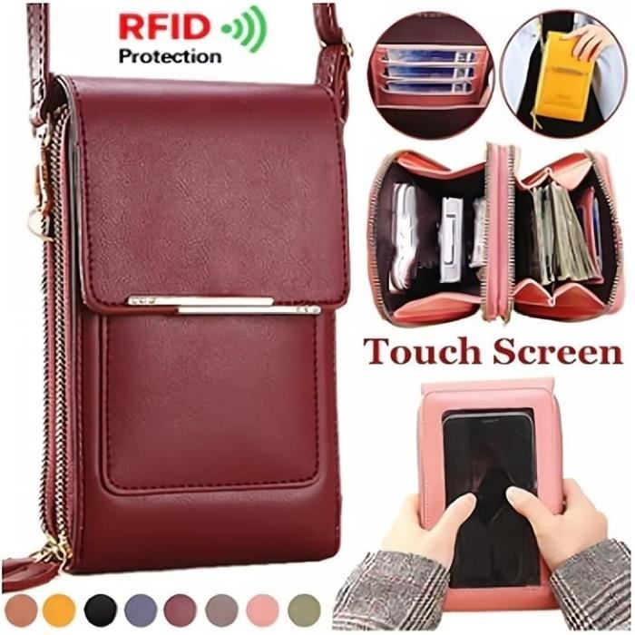Pochette Téléphone Portable Femme En Cuir PU - Sacoche Bandoulière Réglable Mini - Accessoire Mode Pour Smartphone