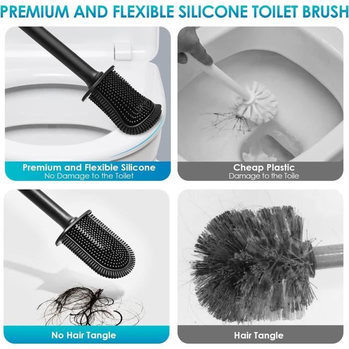 Brosse Toilette Silicone Plate,Brosse Toilettes WC Suspendue,Brosse de Toilette  Flexible en Silicone,Brosse de