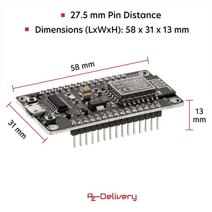 Carte ESP8266 NodeMcu WiFi - Développement IoT, Compatible Arduino, Port USB-C, 3 Pièces Incluses