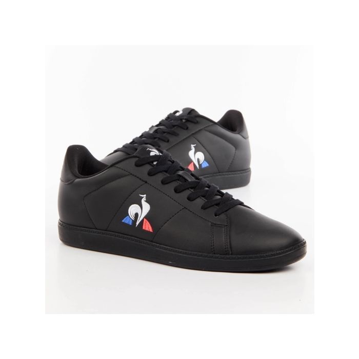 Basket Le Coq Sportif Homme Courtset 2 Noir cuir Noir Cdiscount Chaussures