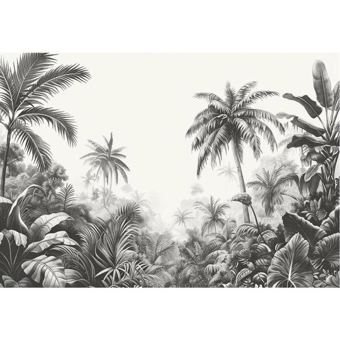 Papier Peint Panoramique 3D Murales Palmiers de jungle tropicale ...