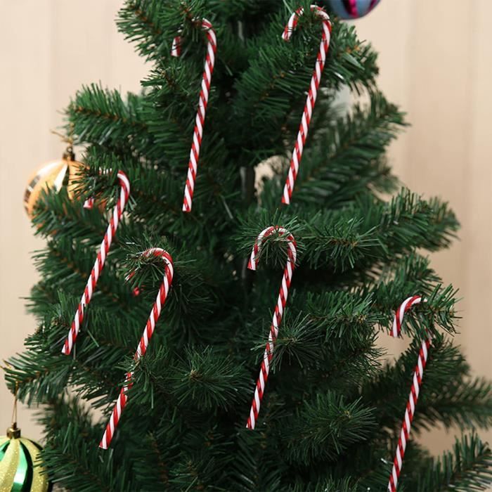 30 Cannes De Noël En Plastique Rouge Et Blanc - 12,5 Cm, Avec Cordon Doré, Pour Décorer Le Sapin - 9