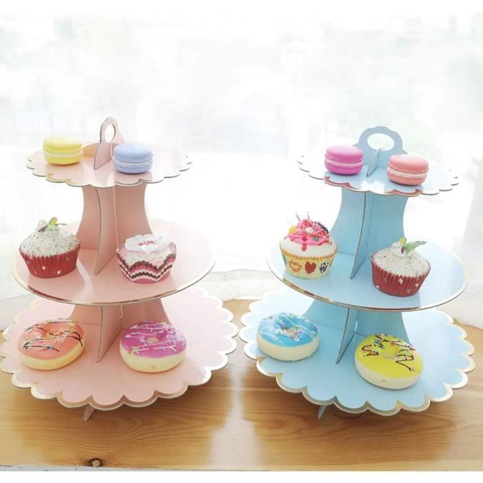 Présentoir À Gâteau En Carton À 3 Niveaux Support Pour Cupcake - Accessoire De Fête Pour