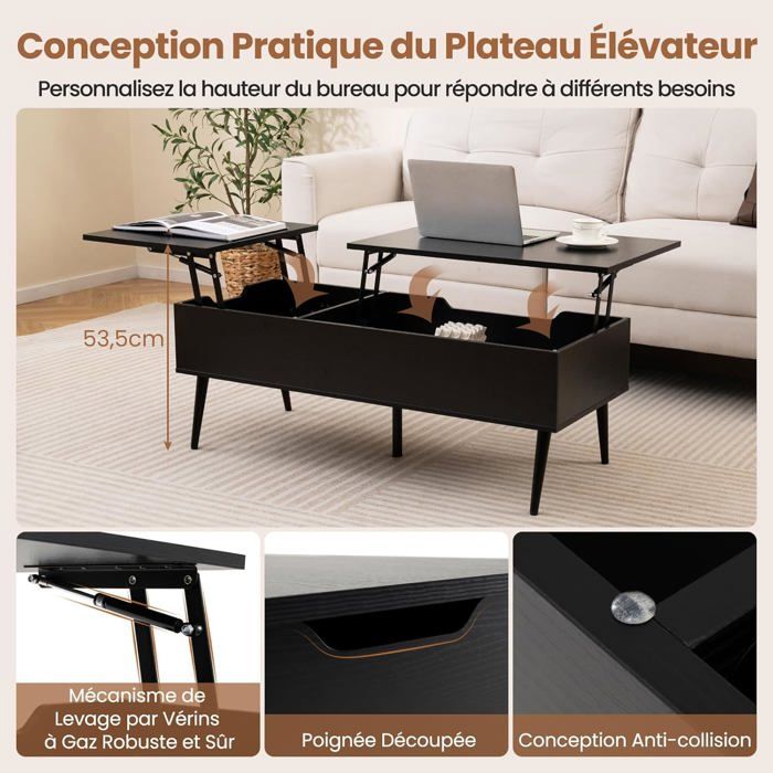 Petite Table Basse Carrée Costway 50x50 Cm, Design Industriel Noir Avec étagère, Pour Salon Ou Chambre