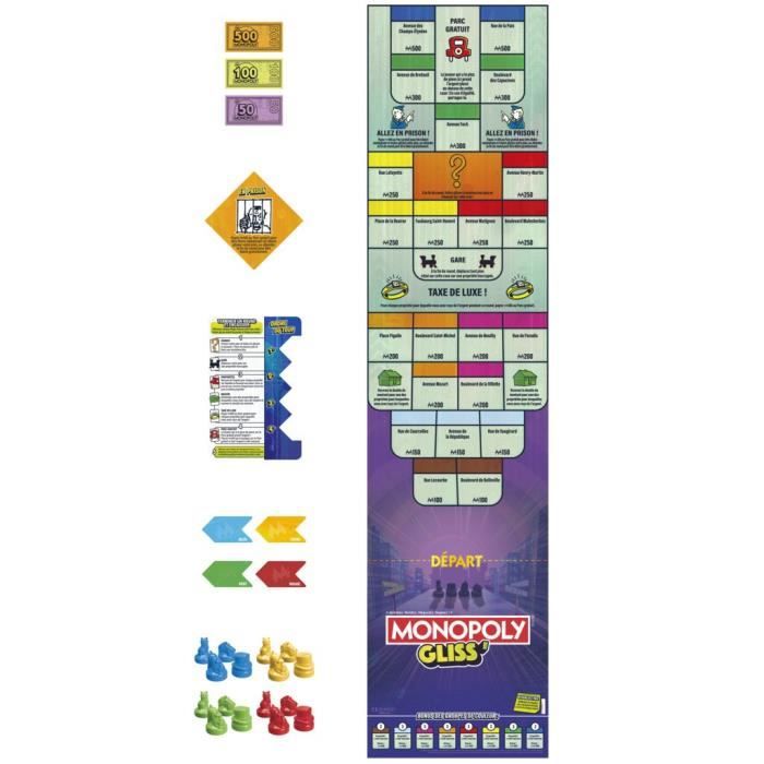Monopoly Gliss' - Gioco Da Tavolo Veloce Con Pedine Da Far Scivolare - Per 2-8 Giocatori Dagli 8 Anni - Partite Da 20 Minuti - Versione Azione E Strategia