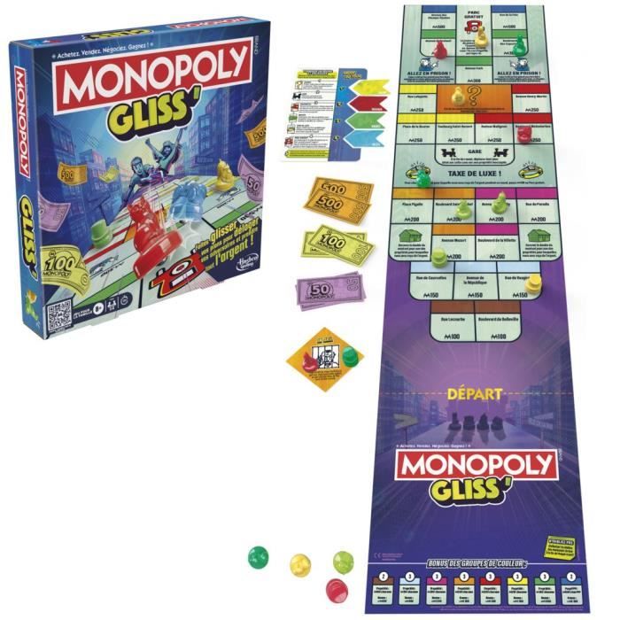 Monopoly Gliss', Gioco di Gruppo Familiare per Bambini, Adolescenti e Adulti, a partire da 8 Anni, da 2 a 8 Giocatori, 20 Minuti in Media, Gioco Veloce