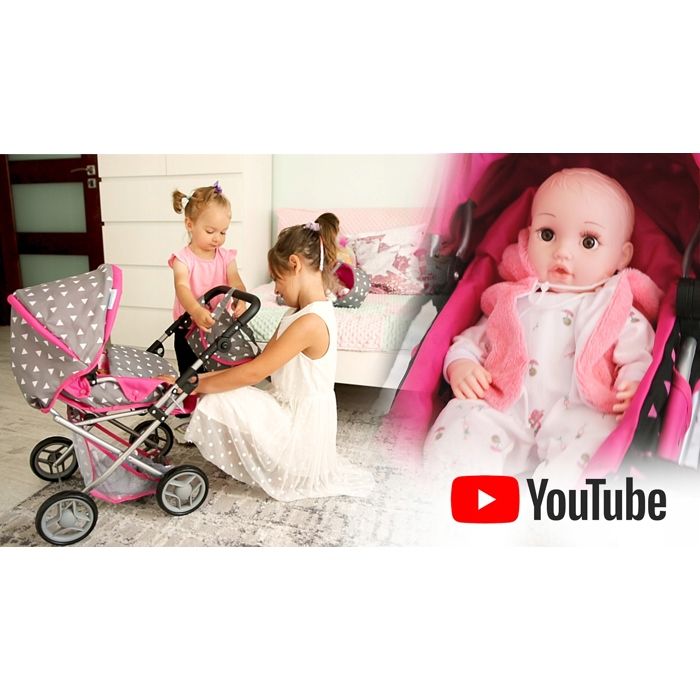Kinderplay Poussette Poupée Et Landau | Poussette Bébé 3en1 - Poussette De Poupée Avec Poignée Réglable 36.5-64 Cm, Jouet Pour Enfants 1-3 Ans, Landau Poussette Jouet Pour Poupon Et Bébé, KP0200G