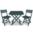 11724® Ensemble Table de bistro de 2 à 4 personnes + 2 chaises pliable - Mobilier de salle à manger de jardin - Plastique Vert-0
