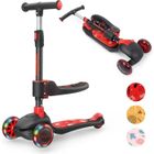 BRAND BremToy Trottinette Enfants avec Siège Pivotant à 360°, avec Roues LED, Guidon Réglable en Hauteur, Pliable pour Enfants, Rouge