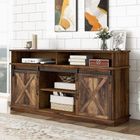 MERAX Grand Meuble TV Buffet Centre de Divertissement avec 2 Portes Coulissantes Classiques Étagères Réglables - Marron
