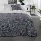 TODAY Parure de lit en coton réversible - Sunshine - l 220 x L 240 - Imprimé feuillage - Noir