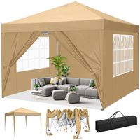 Tonnelle Pliante de Jardin 3x3m, Tente de Réception Imperméable avec 4 Côtés, Revêtement Protecteur argenté, Protection UV (Kaki)