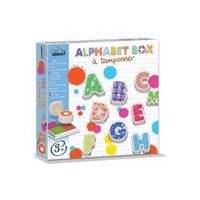 Coffret de 30 tampons en mousse - CREA LIGN - Alphabet Box - Encreur multicolore - Pour apprendre en s'amusant