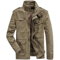 Tongcart Veste Et Manteau Multi-poches Pour Hommes Veste Printemps-automne 100% Coton Décontracté Coton Militaire