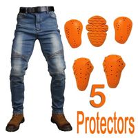 Jeans de moto pour hommes - Marque - Modèle - 5 protections antichute - Orange/Bleu - Motocross