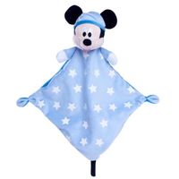 Disney Doudou Plat Brille Dans La Nuit Mickey La souris 20 x 20 cm Doudou Enfant Bleu Avec Etoiles Peluche Avec mouchoir 