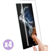 [4 Pièces] Verre Trempé pour Samsung Galaxy S22 Ultra, Protection d'écran Intégral Transparent