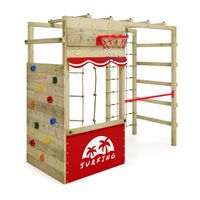 Aire de jeux en bois WICKEY Smart Action avec échafaudage grimpant, mur d'escalade et accessoires de jeux