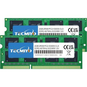 MÉMOIRE RAM 4Go(2x2Go) DDR2 Mémoire RAM DDR2-667 PC2-5300S Bar