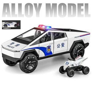 CAMION 1:24 Tesla Cybertruck Truck Alloy Toy Car Model Diecasts Vehicles Pickup Moto Car Décoration Kid Boys Toy - Pavillon de police