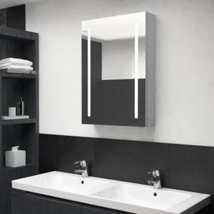 ARMOIRE DE TOILETTE Armoire de salle de bain à miroir LED - Gris béton - 50x13x70 cm - 3 étagères - MDF finition mélaminée