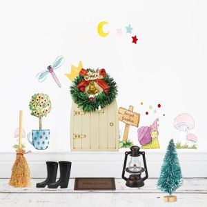 Acheter 1Ensemble 1:12 maison de poupée Miniature, décoration de noël,  porte féerique, elfe, clôture, arbre de noël, lampe à Kerosene, modèle,  accessoires de maison de poupée